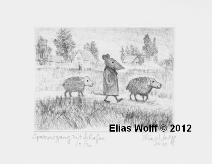 Spaziergang mit Schafen